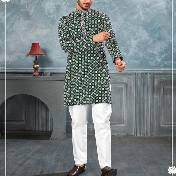 Men's Indian Clothes Kurta & Pajama Men's Navratri kurta Garba clothes for men - Picture 2 of 14